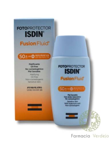 FOTOPROTECTOR ISDIN SPF-50+ FUSION FLUID  50 ML Alta protección solar fluida facial