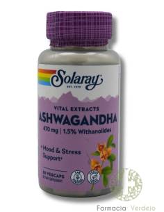 ASHWAGANDHA 60 CAPS SOLARAY Ayuda a adaptarse al estres y...