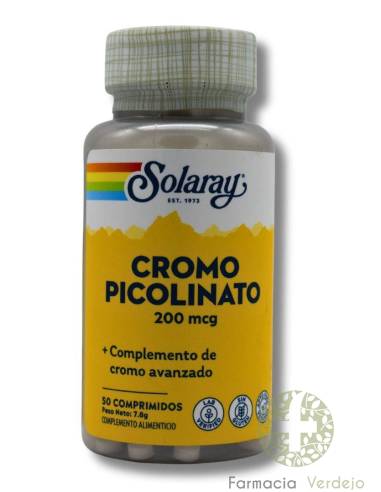 SOLARAY CROMO PICOLINATO 200MCG 50COMPRIMIDOS