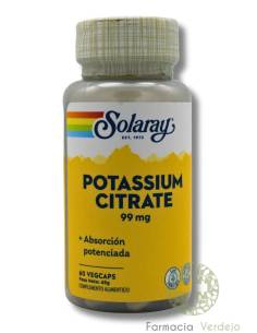 CITRATO DE POTÁSSIO 99 MG 60 CAPS SOLARAY