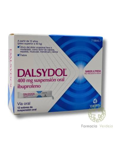 DALSYDOL 400 MG 12 SOBRES SUSPENSION ORAL 10 ML Alivia dolor y fiebre moderada