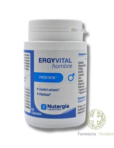 ERGYVITAL MAN 60 CAPS NUTERGIA Próstata, conforto urinário e vitalidade masculina