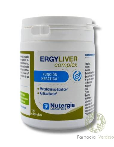 COMPLEXO ERGYLIVER NUTERGIA 120 CAPS Melhora o metabolismo hepático controlando o excesso oxidativo