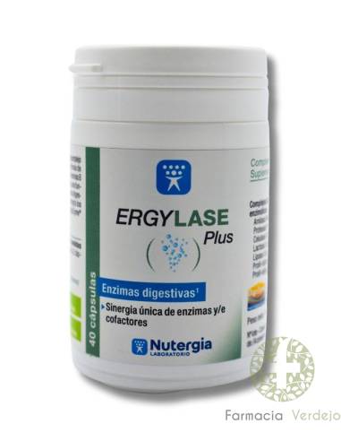 ERGYLASE PLUS ENZIMAS DIGESTIVAS 40CAP Ajuda a digerir nutrientes