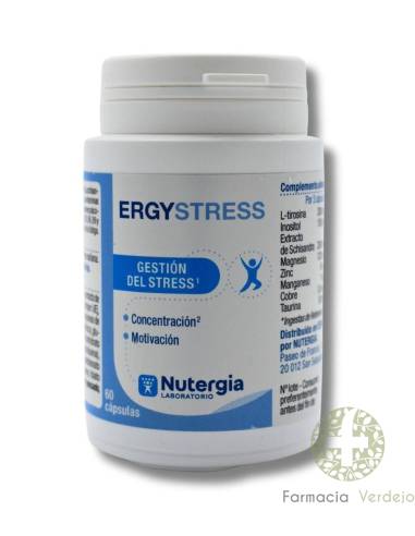 ERGYSTRESS 60 CAPS NUTERGIA Gestão do stress, motivação e concentração