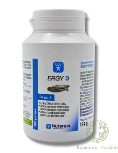 ERGY 3 NUTERGIA 180 CAPS Acidos EPA y DHA para apoyo cardiovascular