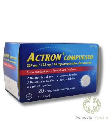 ACTRON COMPUESTO  20 COMP EFERVESCENTES Ayuda a controlar el dolor y la fiebre