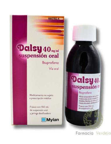 DALSY 40 mg/ml SUSPENSÃO ORAL 1 frasco 150 ml Ajuda a controlar a febre e a dor moderada