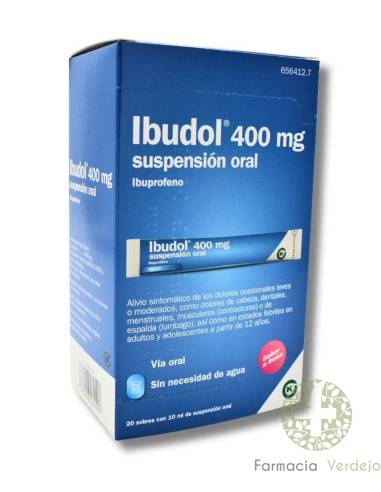 IBUDOL 400 MG 20 SOBRES SUSPENSION ORAL Alivio de dolor, inflamación y fiebre a partir de 12 años