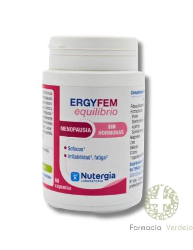 ERGYFEM EQUILIBRIO MENOPAUSIA 60 CAPSULAS NUTERGIA Regulación hormonal
