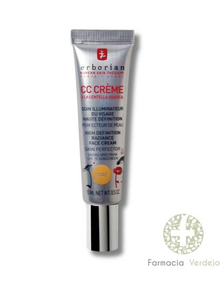 ERBORIAN CC CRÈME HIGH DEFINITION RADIANCE FACE CREAM SPF25 DORE 15ML redefine e ilumina
