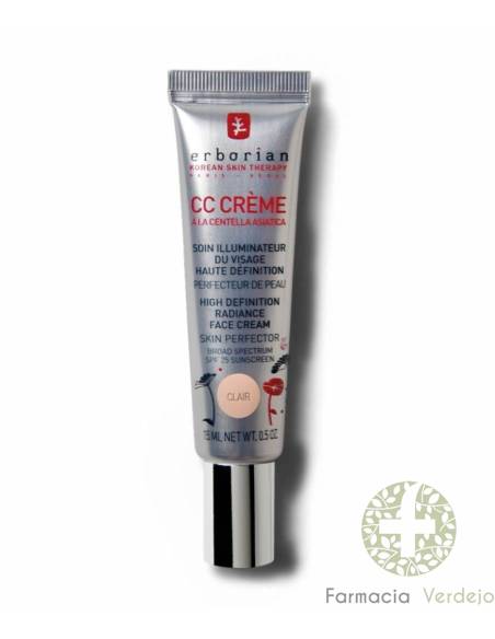ERBORIAN CC CREME A LA CENTELLA ASIATICA HIGH DEFINITION RADIANCE FACE CREAM SPF30 CLAIR 15ML