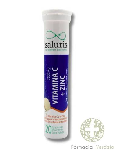 SALURIS VITAMINA C + ZN  20 COMPRIMIDOS EFERVESCENTES SABOR NARANJA