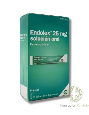 ENDOLEX 25 MG 10 SAQUETAS DEXCETOPROFENO SOLUÇÃO ORAL 10 ML Alívio leve a moderado da dor