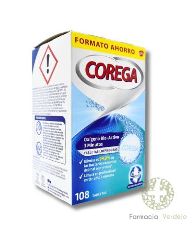 COREGA OXIGENO BIO-ACTIVO LIMPIEZA PROTESIS DENT108 TABLETAS