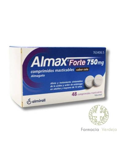 ALMAX FORTE 750 MG 48 COMPRIMIDOS MASTICABLES SABOR COLA