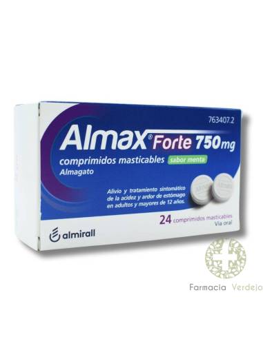 ALMAX FORTE 750 MG 24 COMPRIMIDOS MASTICABLES SABOR MENTA