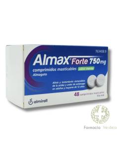 ALMAX FORTE 750 MG 48 COMPRIMIDOS MASTIGÁVEIS SABOR MENTA