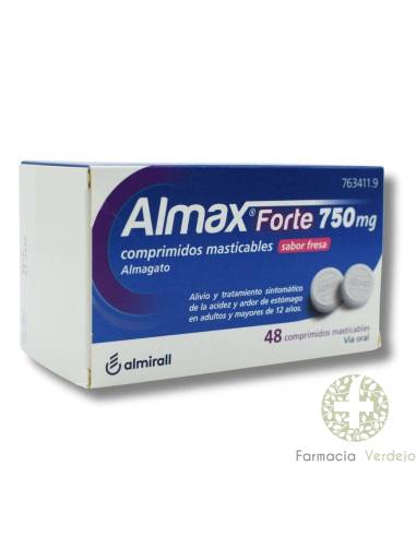 ALMAX FORTE 750 MG 48 COMPRIMIDOS MASTICABLES SABOR FRESA