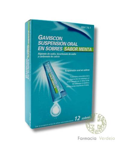 GAVISCON 12 SOBRES SUSPENSION ORAL 10 ML (SABOR MENTA)