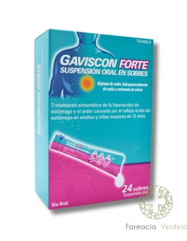 GAVISCON FORTE 24 SACHÊS SUSPENSÃO ORAL 10 ML Acalma a queima e a acidez