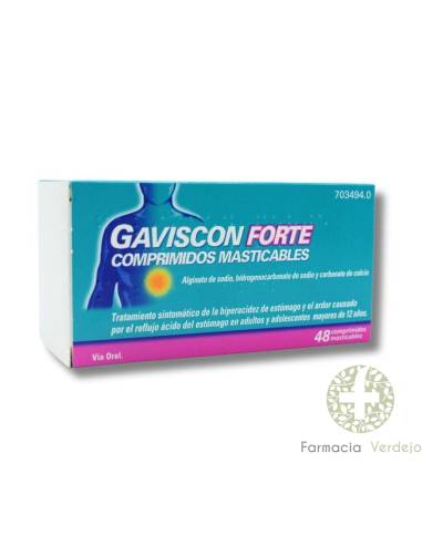 GAVISCON FORTE 48 COMPRIMIDOS MASTICABLES Alivia el ardor y la hiperacidez del estómago