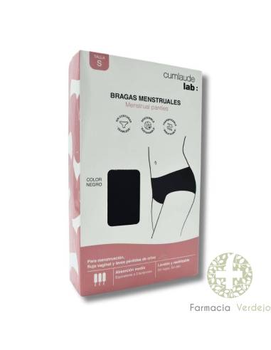 CUMLAUDE LAB BRAGAS MENSTRUALES COLOR NEGRO TALLA S