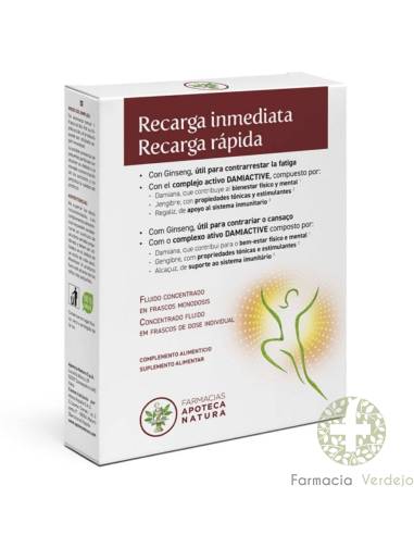 APOTECA NATURA RECARGA IMEDIATA COM GINSENG 10 AMPOLAS