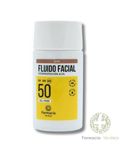 FARMÁCIA VERDEJO FLUIDO FACIAL 50 OIL FREE COLOR DORE Alta fotoproteção