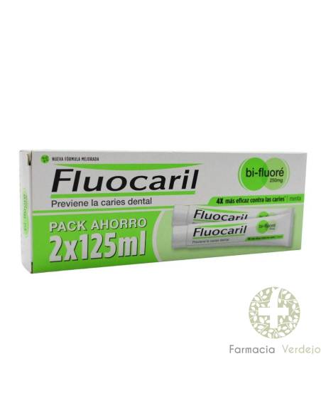 FLUOCARIL BI-FLUORE PACK 125 MLx2 Previene la caries dental, sabor menta