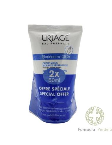 BARIEDERM-CICA  URIAGE CREMA MANOS DUPLO (2x50 ml) Hidratación intensa de las manos