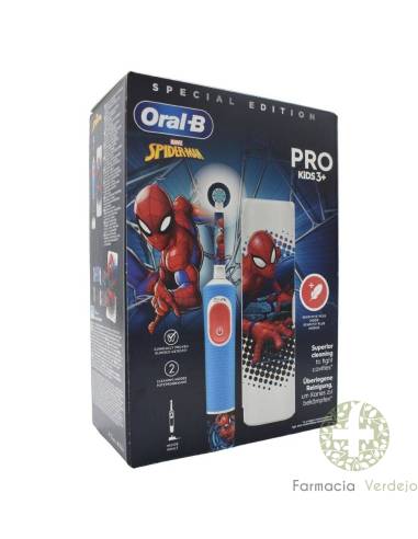 CEPILLO DENTAL ELECTRICO RECARGABLE INFANTIL ORAL-B 1 UNIDAD SPIDERMAN CON ESTUCHE DE VIAJE